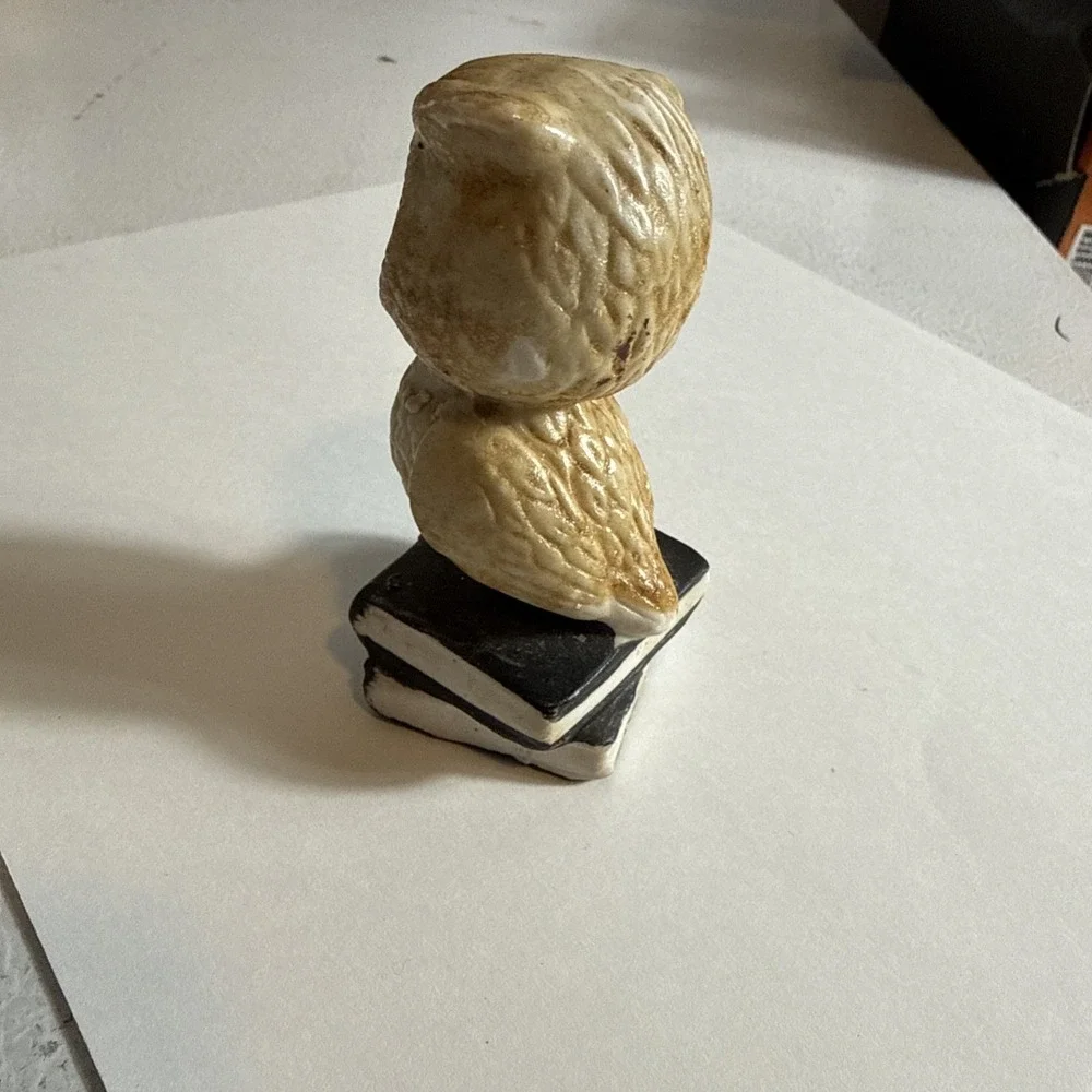 Vintage 1975‎ Owl on Books Weather Forecaster Figurine 3 inches Tall